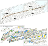 中央構造線四国地域活断層ストリップマップ (3枚組) - 地質構造図