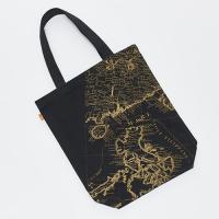 【古ちず】トートバッグ12oz / ノスタルジック 線画 黒