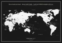 世界地図ポスター /ホワイトとブラック ( 日本中心 )