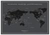 世界地図ポスター / ブラックとダークグレー ( 日本中心 )