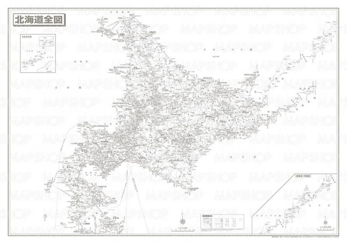 北海道全図 地方別白地図シリーズ ダウンロード販売 地図のご購入は