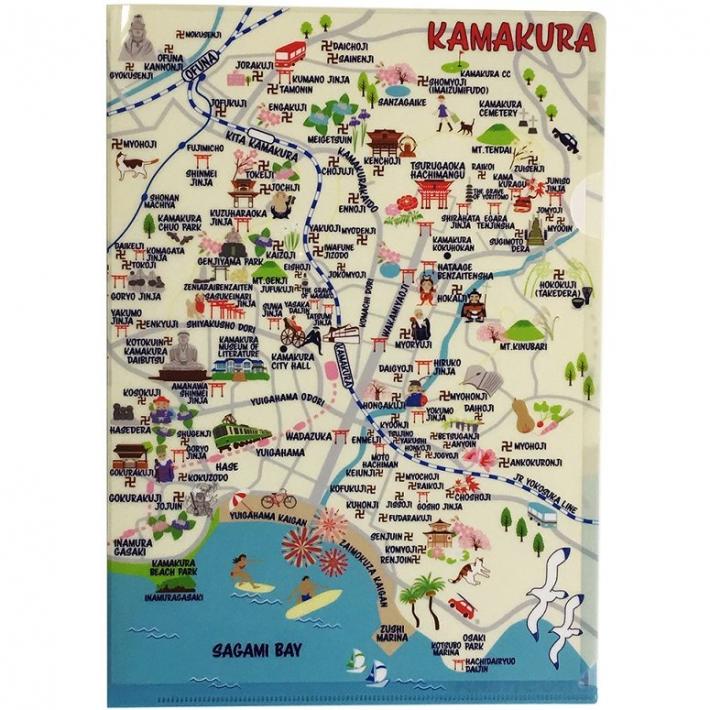 鎌倉 江の島イラストマップクリアファイル クリアファイル 地図のご購入は 地図の専門店 マップショップ ぶよお堂