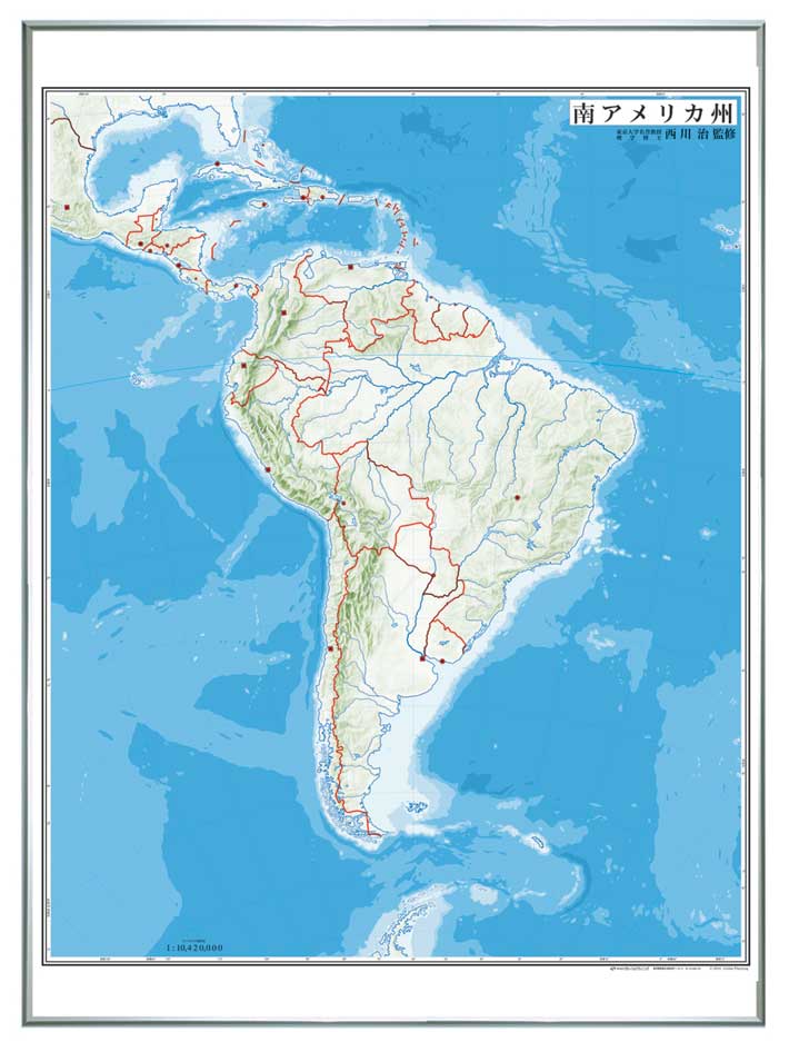世界州別白地図 レリーフ入り ボード 南アメリカ州 白地図 地図のご購入は 地図の専門店 マップショップ ぶよお堂