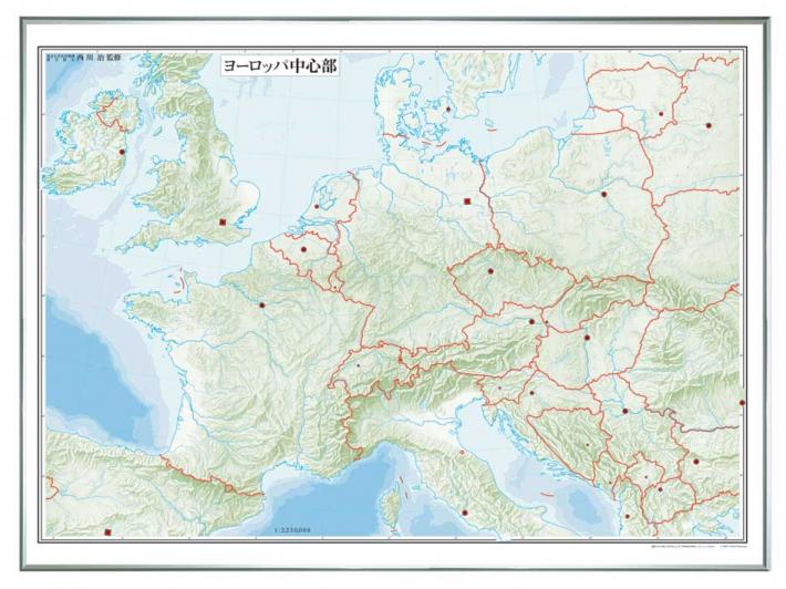世界地方別白地図 レリーフ入り ボード ヨーロッパ中心部 白地図 地図のご購入は 地図の専門店 マップショップ ぶよお堂