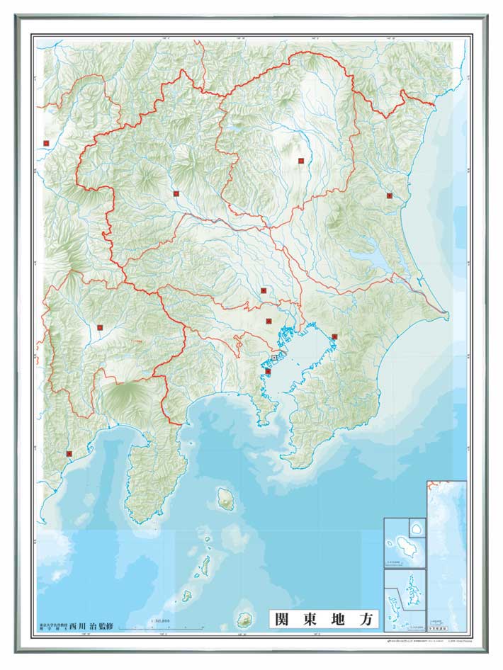 日本地方別白地図 レリーフ入り ボード 関東地方 白地図 地図のご購入は 地図の専門店 マップショップ ぶよお堂