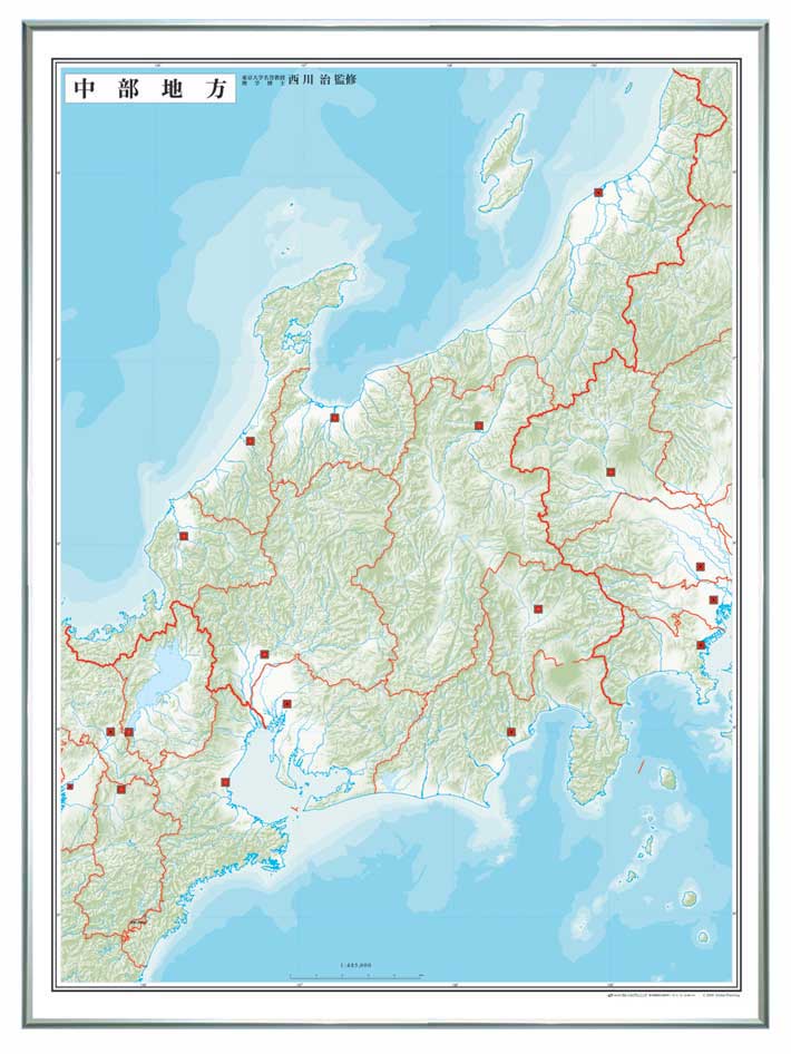 日本地方別白地図 レリーフ入り ボード 中部地方 白地図 地図のご購入は 地図の専門店 マップショップ ぶよお堂