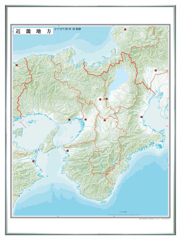 日本地方別白地図 レリーフ入り ボード 近畿地方 白地図 地図の