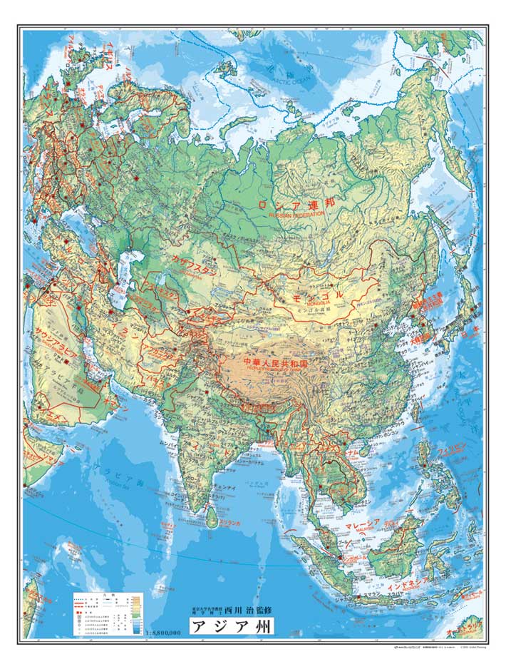 アジア州図 Pp加工 世界州別地図 地図のご購入は 地図の専門店 マップショップ ぶよお堂