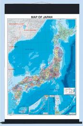 英文日本地図 中判 行政 ( 布軸製 )