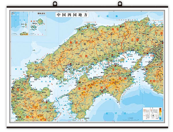 中国 四国地方 タペストリー 日本地方別地図 地図のご購入は 地図の専門店 マップショップ ぶよお堂