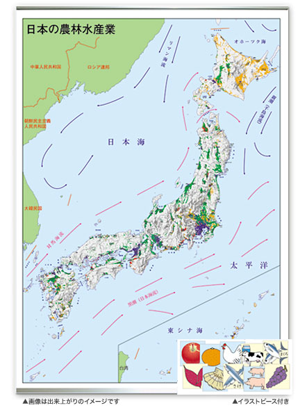日本の農林水産業 イラストピース付き アイアンシート 日本の自然と産業シリーズ 地図のご購入は 地図の専門店 マップショップ ぶよお堂
