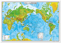 世界地図 小判 地勢 ( PP加工 )