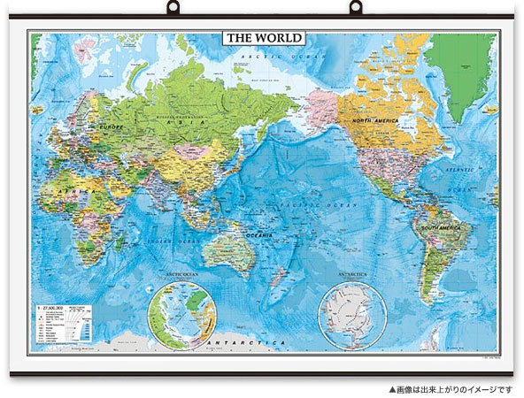 The World 太平洋中心 中判 英文 黒字タイプ タペストリー 英文世界地図 地図のご購入は 地図の専門店 マップショップ ぶよお堂
