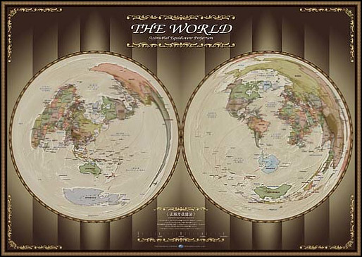 正距方位図法 裏 表 ワールドマップ コレクション 地図のご購入は 地図の専門店 マップショップ ぶよお堂