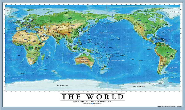 正距接円筒図法 ワールドマップ コレクション 地図のご購入は 地図の専門店 マップショップ ぶよお堂