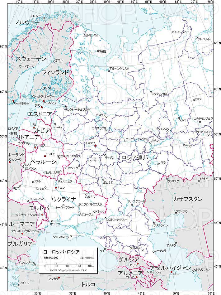 地域図 ヨーロッパ ロシア 白地図 Roots World 地図のご購入は