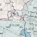 関東地区地盤沈下等量線図